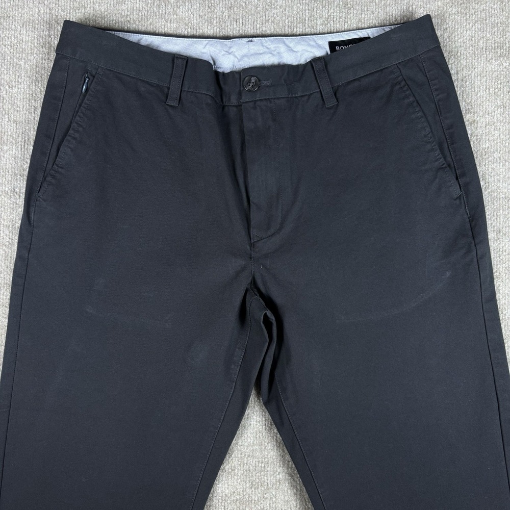 Bonobos Slim Taper Pants Mens 34x34 Black Stretch Chino Flat Front Casual